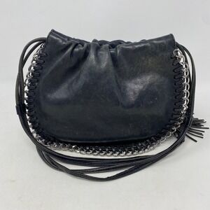 Michael Kors Black Leather Crossbody Shoulder Bag Whipstitch Biker Baddie It Y2K